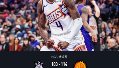 小金体育-太阳114-103轻取国王，杰伦-格林20分，布克复出17+6